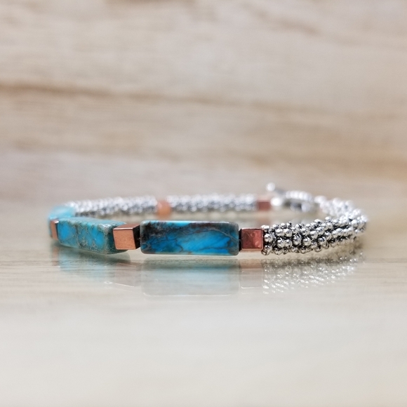 Sky Blue Imperial Jasper Beaded Gemstone Br - Picture 3 of 8